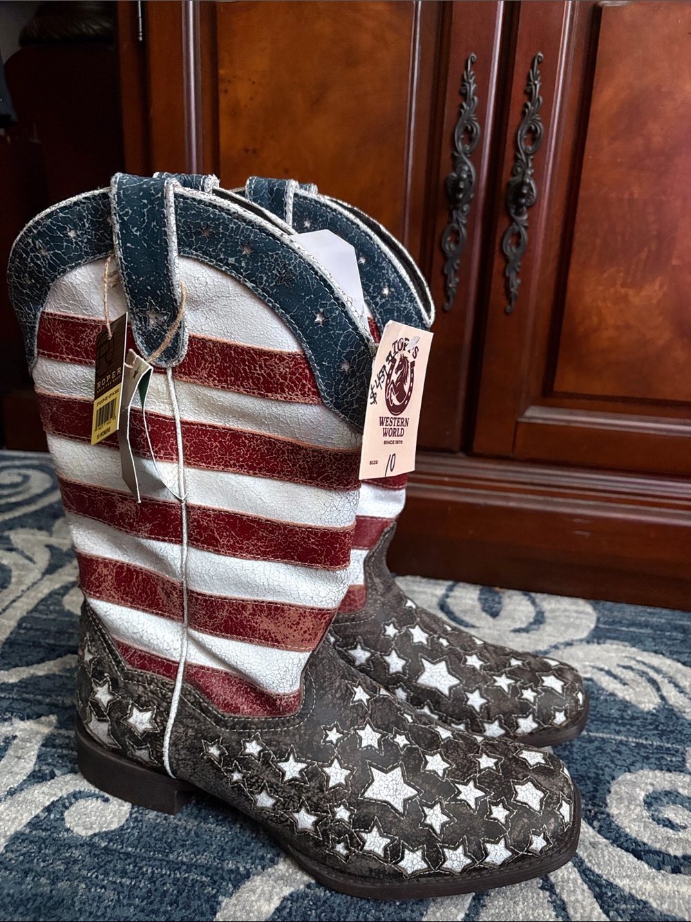 Patriotic American Flag Cowboy/Cowgirl Boots -UNISEX NWT - Picture 3 of 8
